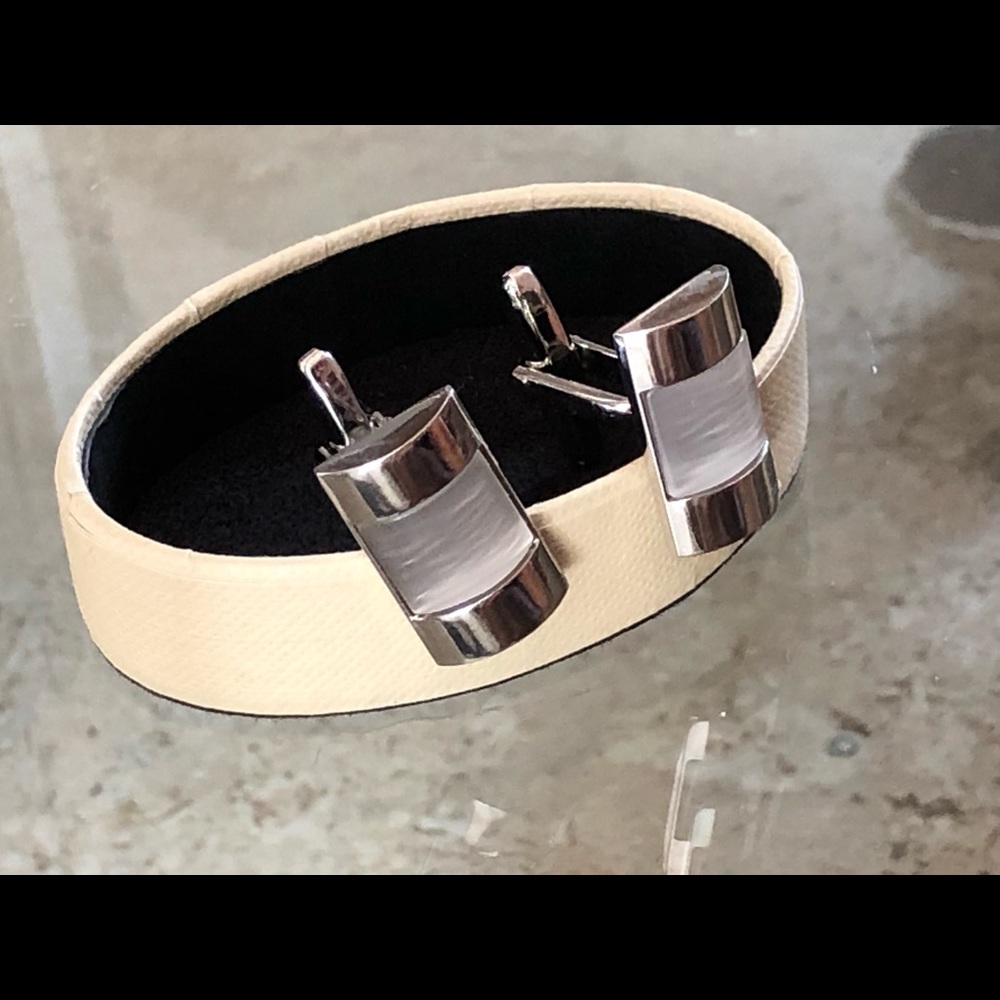 Classy Stainless Steel & Inlay Cufflinks, EUC